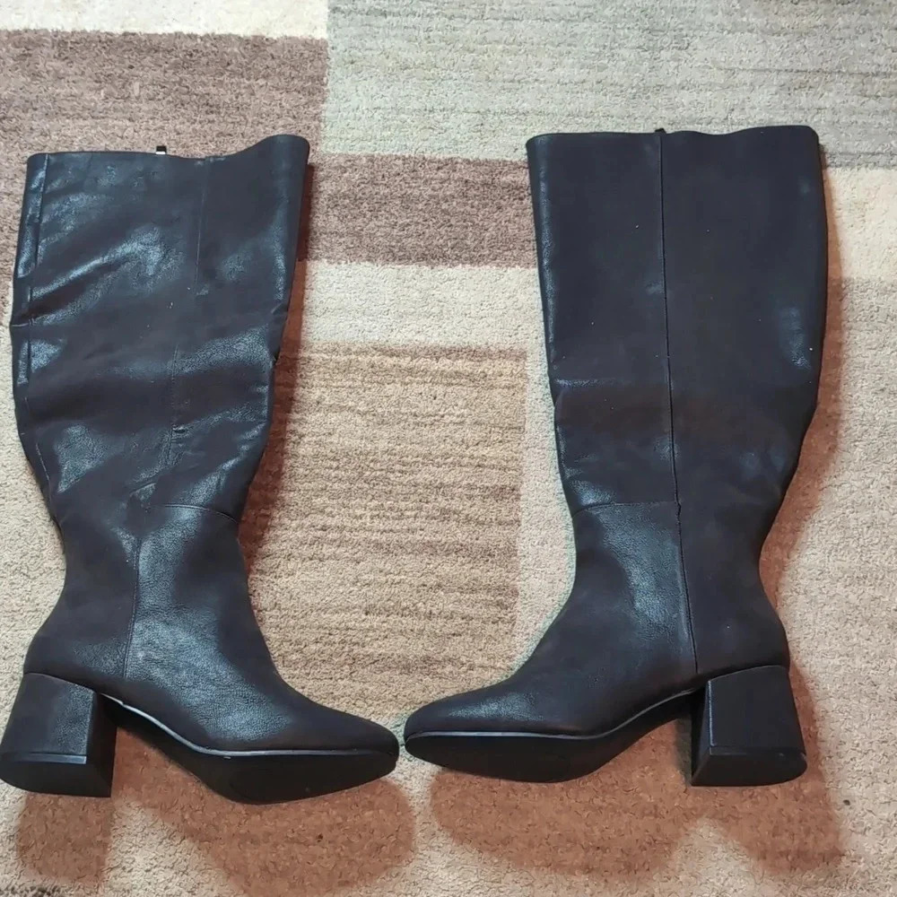 Eloquii Laurah Tall Knee High Block Heel Black Boots